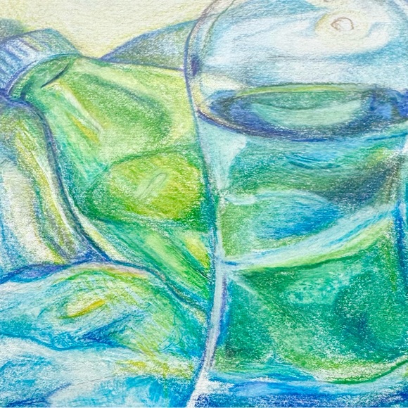 NEW Handmade Art Hand Crafted Still Life Bottles Artwork Home Pencil Drawing - Picture 3 of 3